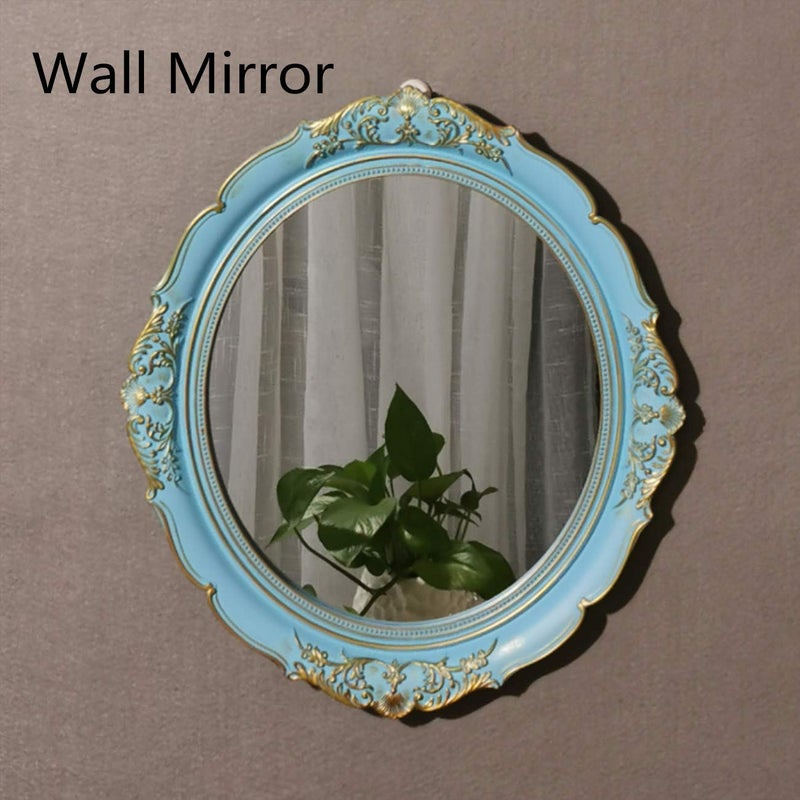 Yamfurga Decorative Mirrors Tray, Hanging Wall Mirror, Vintage Multi-Functional Display Tray, Jewelry Trays, Vanity Trays, Serving Trays,13" W x 15" L, Golden Blue - Image 2